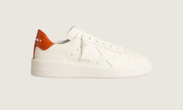 Purestar avec étoile en cuir blanc et talon orange