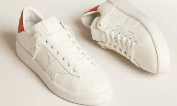 Purestar avec étoile en cuir blanc et talon orange – Image 3