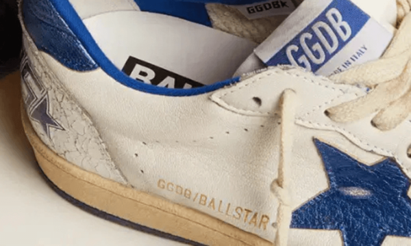 Ball Star en cuir nappa blanc avec étoile et talon en cuir laminé bleuet – Image 3
