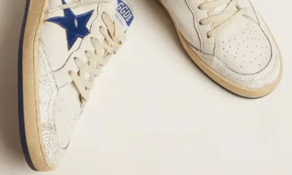 Ball Star en cuir nappa blanc avec étoile et talon en cuir laminé bleuet – Image 2
